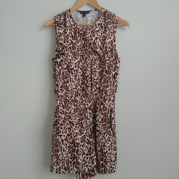 Banana Republic romper 100% tencel size 8 brown leopard animal print - Picture 1 of 16